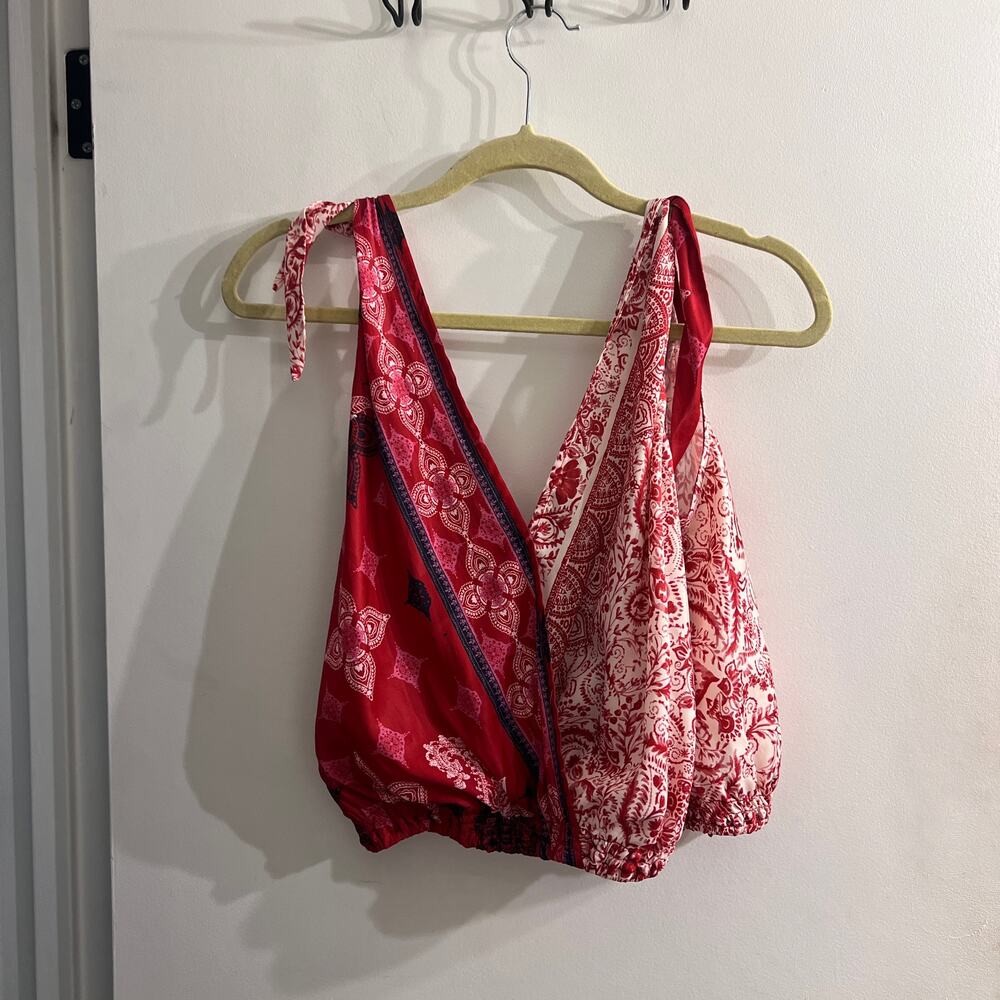 NWOT Free People Tied to You Sleeveless Tank Top Red Paisley - xs - Picture 5 of 6